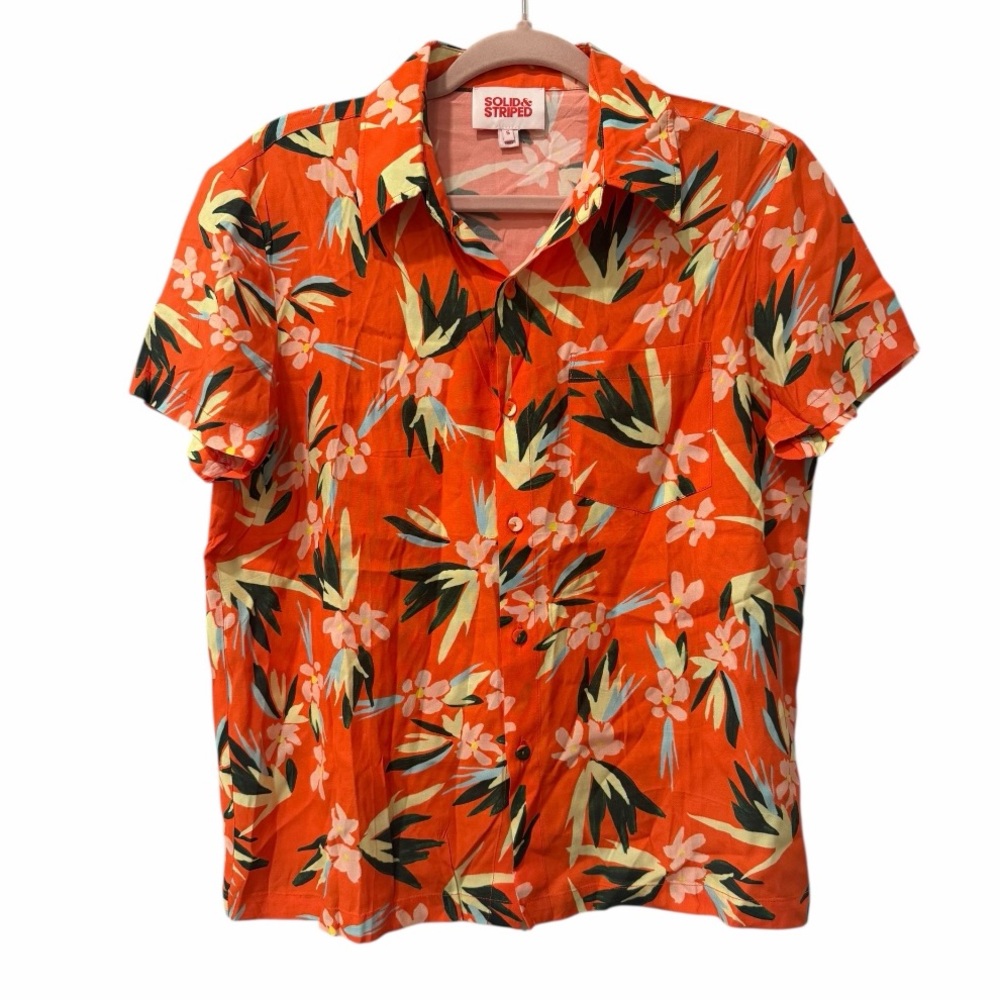 Solid & Striped The Cabana Shirt Orange‎ Floral Print size small